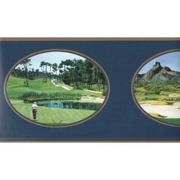 SAMPLE - Gentlemans Golf Wallpaper Border FM8221 by Imperial