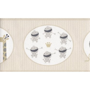 SAMPLE - Happy Kids Beige Zoo Border by P+S International 05684-10