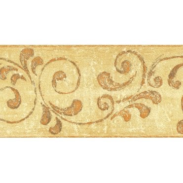 SAMPLE - Illusions C Scroll Trail Yellow / Orange Border by Country Decor 3854B