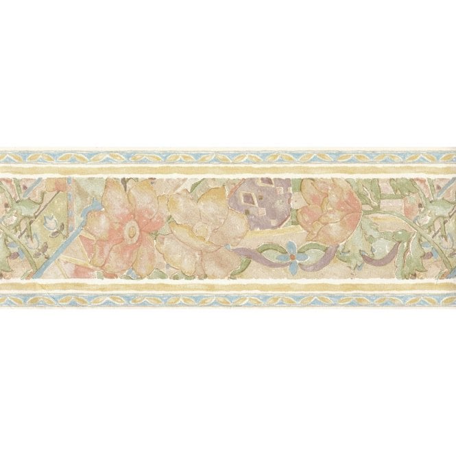 SAMPLE - Jemima Abstract Floral Pastels 10 Metre Border Border by John Wilman 524342