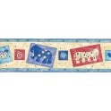 SAMPLE - Kiddywinks Aqua / Cream Border by Wilson Wilcox 1400/37