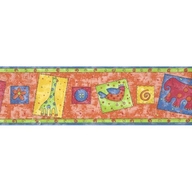 SAMPLE - Kiddywinks Blue / Orange Border by Wilson Wilcox 1400/42