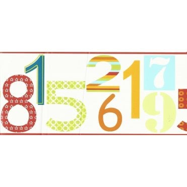 SAMPLE - Kids Party Self Adhesive 123 Bright Border by AS Creation 8956-15