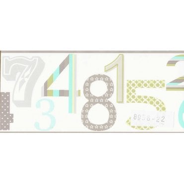 SAMPLE - Kids Party Self Adhesive 123 Green / Blue Border by AS Creation 8956-22