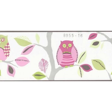 SAMPLE - Kids Party Self Adhesive Owls Border by AS Creation 8955-16