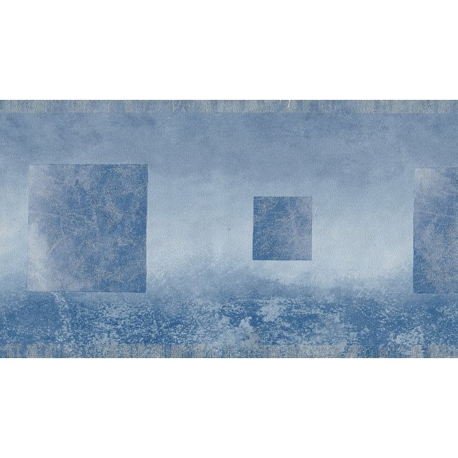 SAMPLE - Modern Ombre Square Motif Blue / Silver 10 Metre Border by Brandenburger 308-7