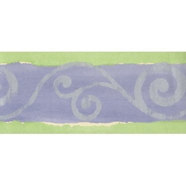 SAMPLE - Modern Scroll Green / Lilac Border by Coloroll 686644