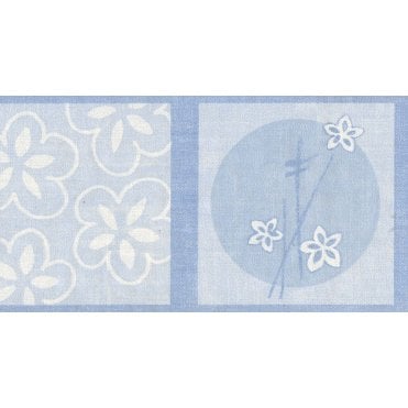 SAMPLE - Modern Squares Daisy Blue Border by Holmes 232-41