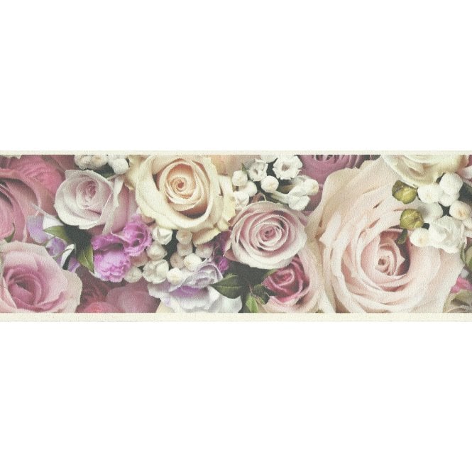 SAMPLE - Only Border Romantic Roses Pink Self Adhesive Border by AS Creation 39044-1