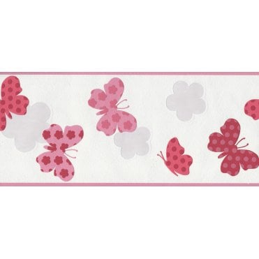 SAMPLE - Only Borders Butterflies Pink / Red Border by AS Creation 36858-1