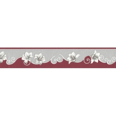 SAMPLE - Only Borders Floral Narrow Red / Grey Border by AS Creation 96211-2