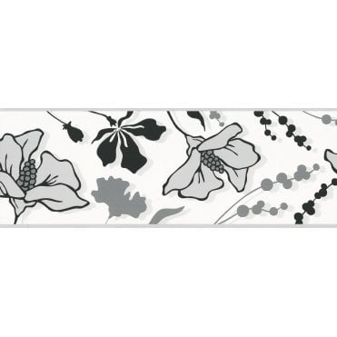 SAMPLE - Only Borders Illustrated Bloom Mono Self Adhesive Border by AS Creation 9047-20
