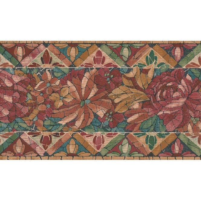 SAMPLE - Palace Gardens Mosaic Floral Terracotta Border by Fine Decor WWB428