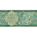 SAMPLE - Palazzo Arabesque Scrolls Green / Cream Border by Coloroll 355786