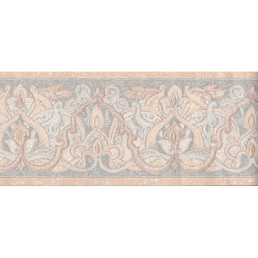 SAMPLE - Pizarro Peach / Steel Blue 10 Metre Border by Coloroll 210719