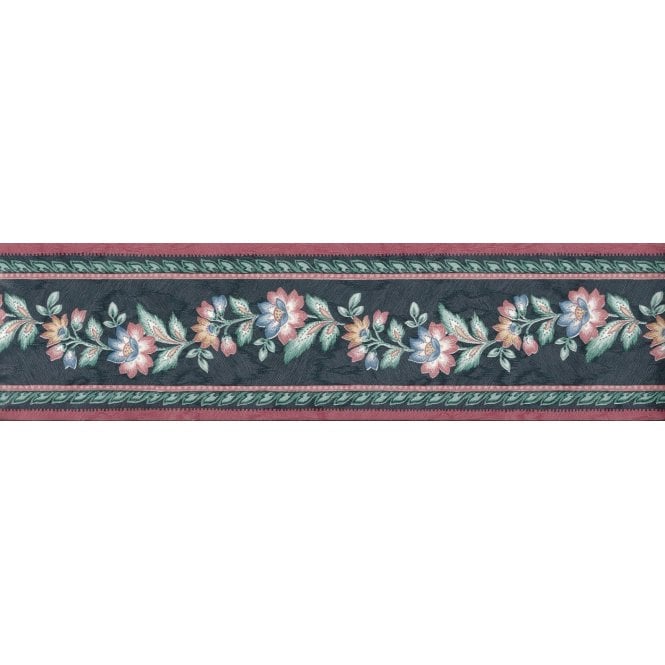 SAMPLE - Provencale Floral Navy / Red Border by Coloroll 256984