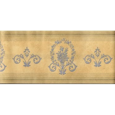 SAMPLE - Regency Damask Gold / Blue Border by Holden Decor 15553