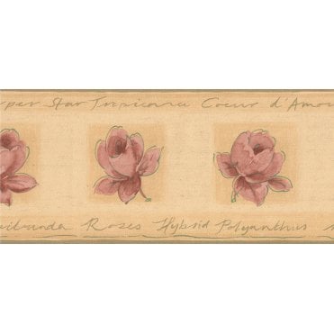 SAMPLE - Romantic Rose Bloom Motif Peach / Red Border by Zen 4742