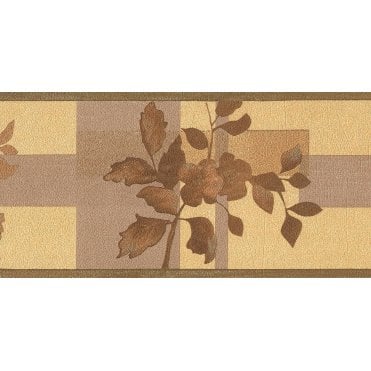 SAMPLE - Salinas Hellebores Gold / Bronze Vinyl Border by Ideco SA-29103-B