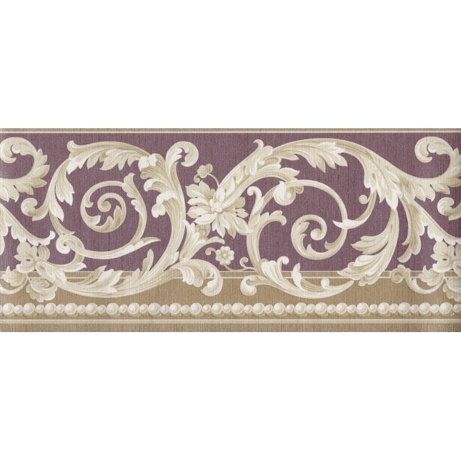 SAMPLE - Scroll Burgundy / Gold Border by Coloroll 401865