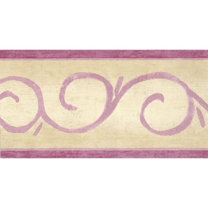 SAMPLE - Scroll Cream / Pink Border by Crown 50896