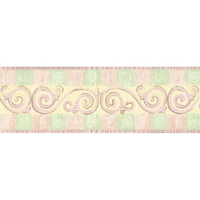 SAMPLE - Scrolls & Blocks Pastels Vinyl Border by Crown Superior 83367