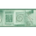 SAMPLE - Scrolls Square Motifs Green / Gold Textured Border by Ideco P993-04