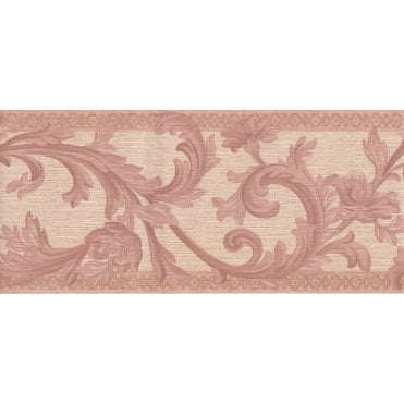 SAMPLE - Sheena Scroll Beige / Coral 10 Metre Border by John Wilman 516019
