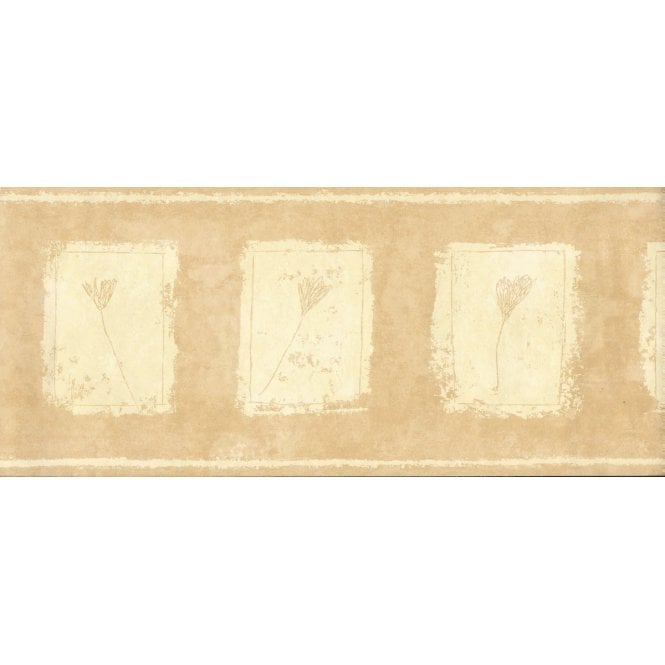 SAMPLE - Sketched Flowers Beige / Cream Border by Crown 70783
