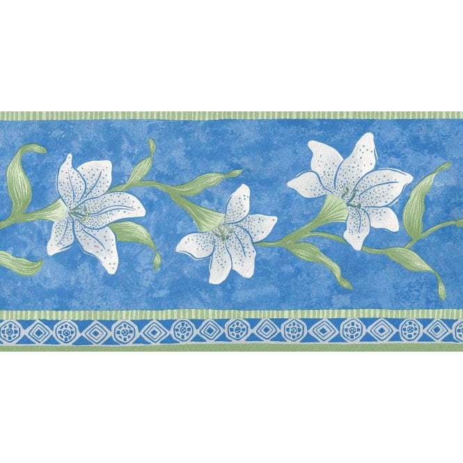 SAMPLE - Stargazer Lily Bloom Trail Blue Border by Lutece 11983811