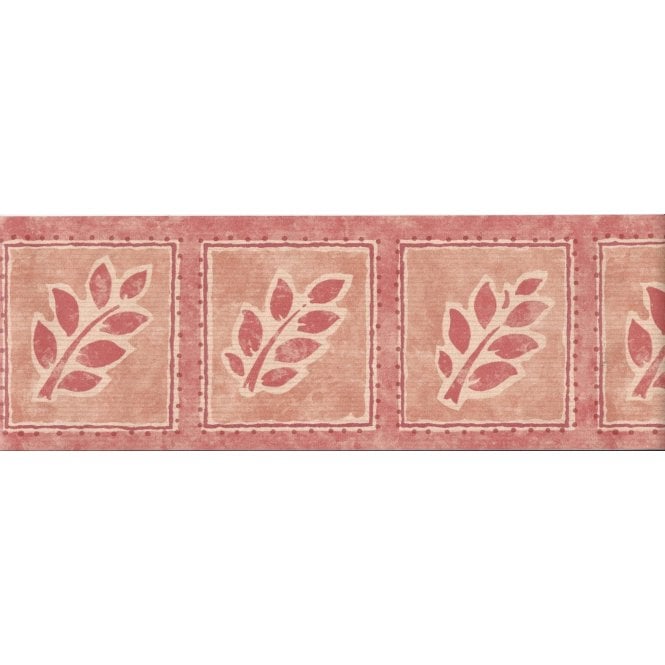 SAMPLE - Topika Leaf Pink / Coral Vinyl Border by Coloroll 567295
