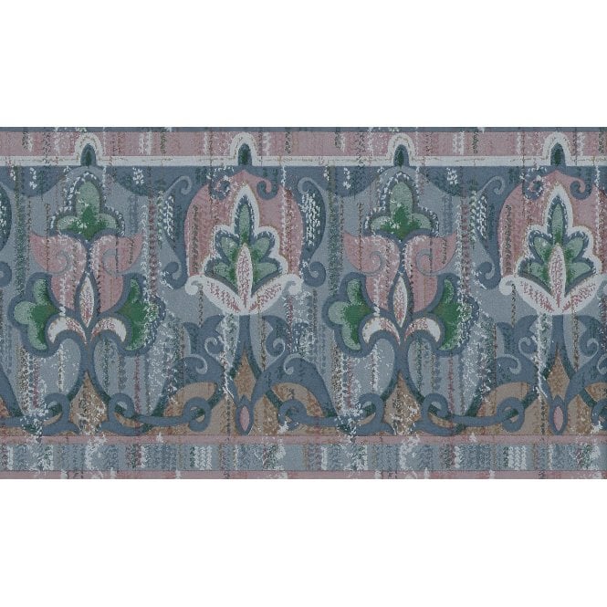 SAMPLE - Tuscany Nouveau Trail Navy Vinyl Border by Coloroll 161127