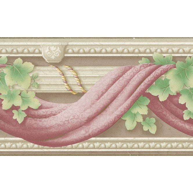 SAMPLE - Vines Mouldings & Swags Pink / Beige Border by Holden 29157