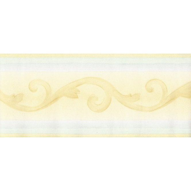 SAMPLE - Watercolour Scroll Yellow / Blue Border by Crown 58480