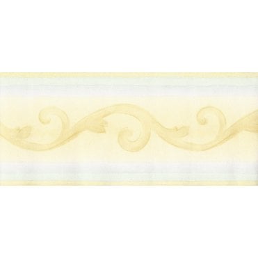 SAMPLE - Watercolour Scroll Yellow / Blue Border by Crown 58480