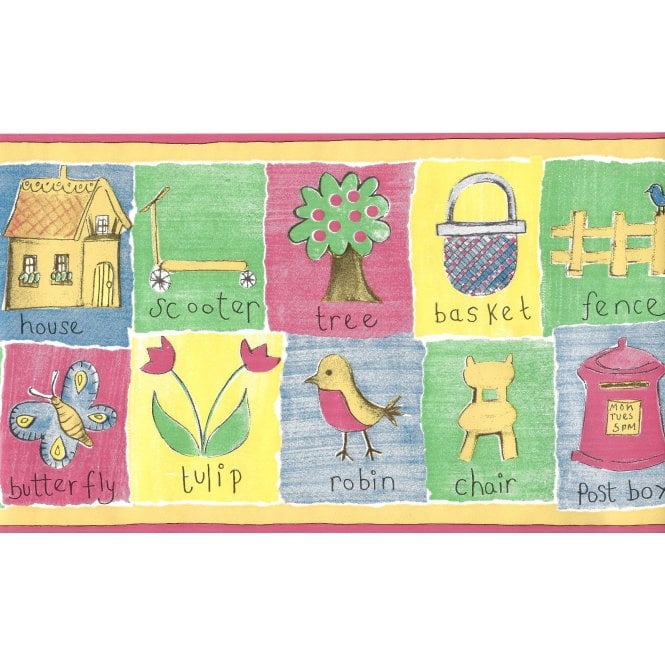 SAMPLE - Words & Pics Multi Border by Coloroll 708148