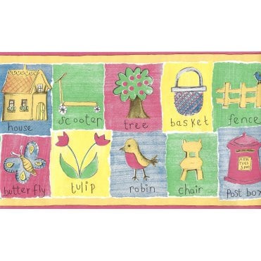 SAMPLE - Words & Pics Multi Border by Coloroll 708148