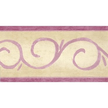 Scroll Cream / Pink Border by Crown 50896