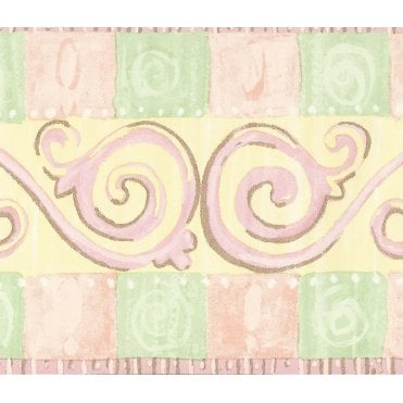 t / Scrolls & Blocks Pastels Vinyl Border By Crown Superior 83367