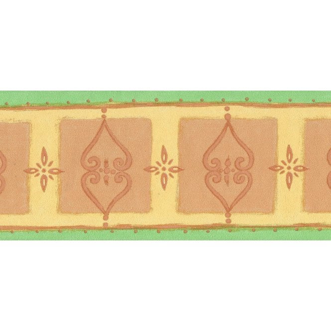 Scrollwork Motifs Peach / Yellow Border by Fine Decor B5825