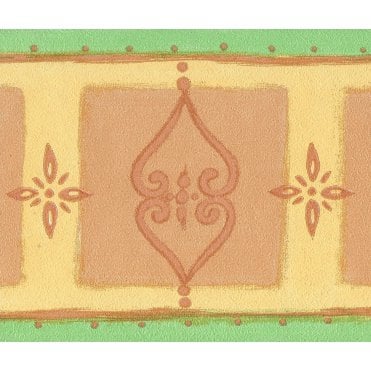 Scrollwork Motifs Peach / Yellow Border by Fine Decor B5825