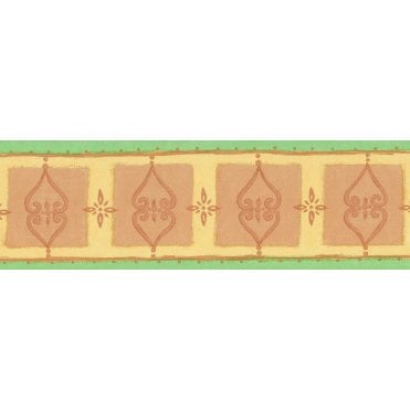 Scrollwork Motifs Peach / Yellow Border by Fine Decor B5825