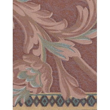 Sheena Scroll Deep Coral / Green 5 Metre Vinyl Border by John Wilman 161080