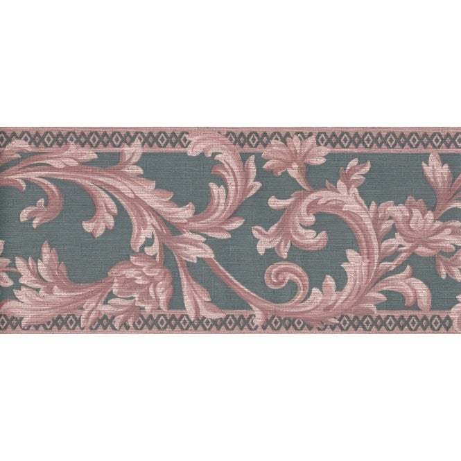 Sheena Scroll Pink / Jade 10 Metre Border by John Wilman 216377