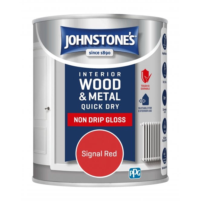 Signal Red Quick Dry Gloss - Johnstones Interior Wood & Metal Paint