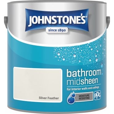 Silver Feather Soft Sheen Emulsion - Johnstones Bathroom Mid Sheen Wall and Ceiling Paint