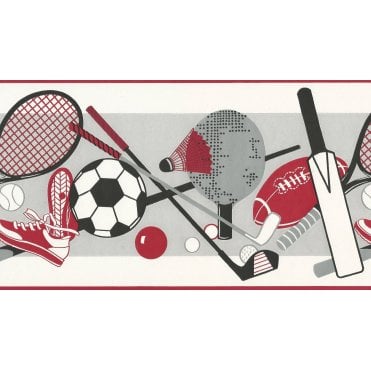 Sports Day Grey / Red Border by Crown 18454
