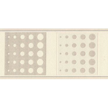 Spotty Retro Cream / Silver Border by De-Zign 500101B