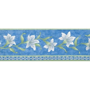 Stargazer Lily Bloom Trail Blue Border by Lutece 11983811