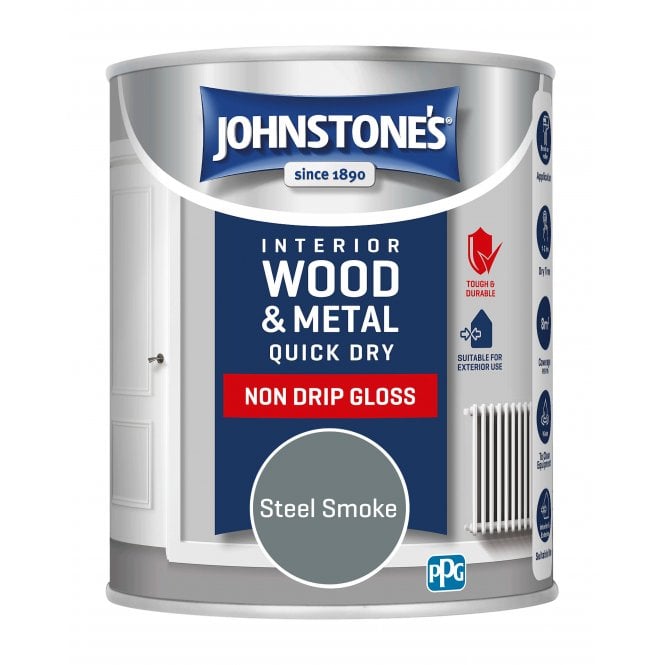 Steel Smoke Quick Dry Gloss - Johnstones Interior Wood & Metal Paint
